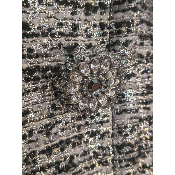St. John Couture Ultra Light Woven Metallic Yarn Jacket Sz. 14 Rhinestone - Picture 2 of 9